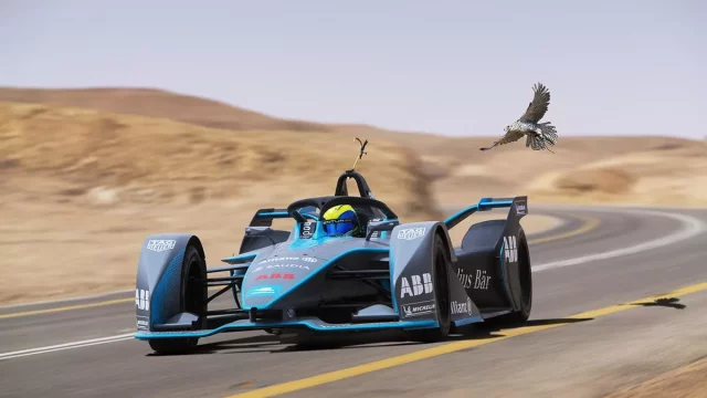 Felipe Massa ve Formuli E se nahání se sokolem. Je rychlejší příroda, nebo moderní technologie?