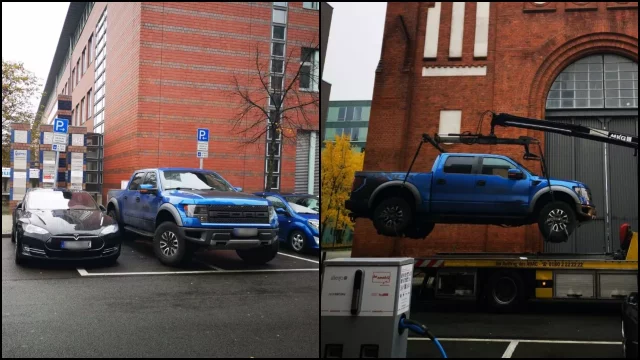 Majitel brutálního pickupu provokoval řidiče elektromobilů. Z nabíječky ho odtáhla policie