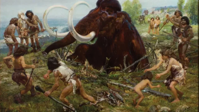 Výstava monumentální olejomalby Lovci mamuta aktuálně v Městském muzeu v Hořicích