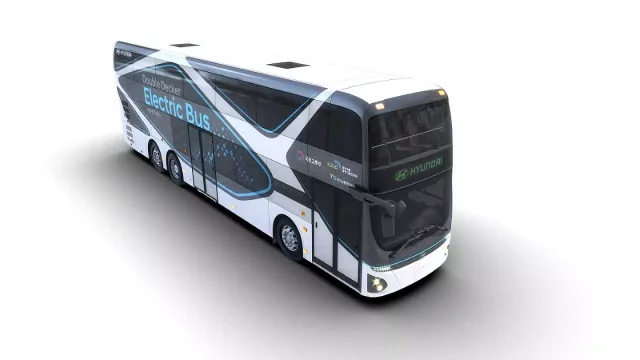 Hyundai představuje elektrický dvoupodlažní autobus. Ujede až 300 km a nabije se za 72 minut