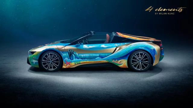 BMW i8 Roadster 4 elements: Unikátní kusovka od malíře Milana Kunce je česká variace na Art Cars